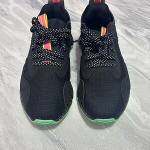 Reebok Women’s Sneaker Black with Mint Green and Multi-colored Accents